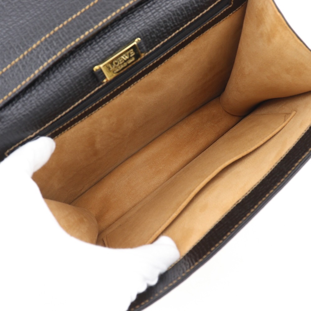 Loewe Barcelona Handbag, 2-Way Shoulder Bag, Embossed Leather, Black, 2-Way, ... - Picture 6 of 16